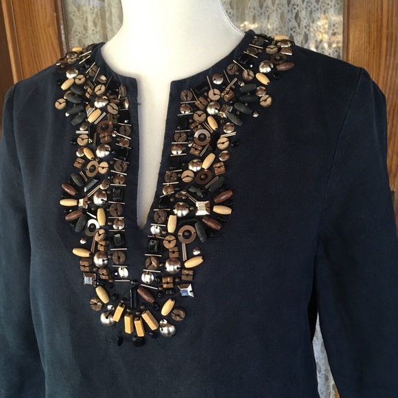 Michael Kors black blouse with beadwork Size Small - Picture 2 of 7